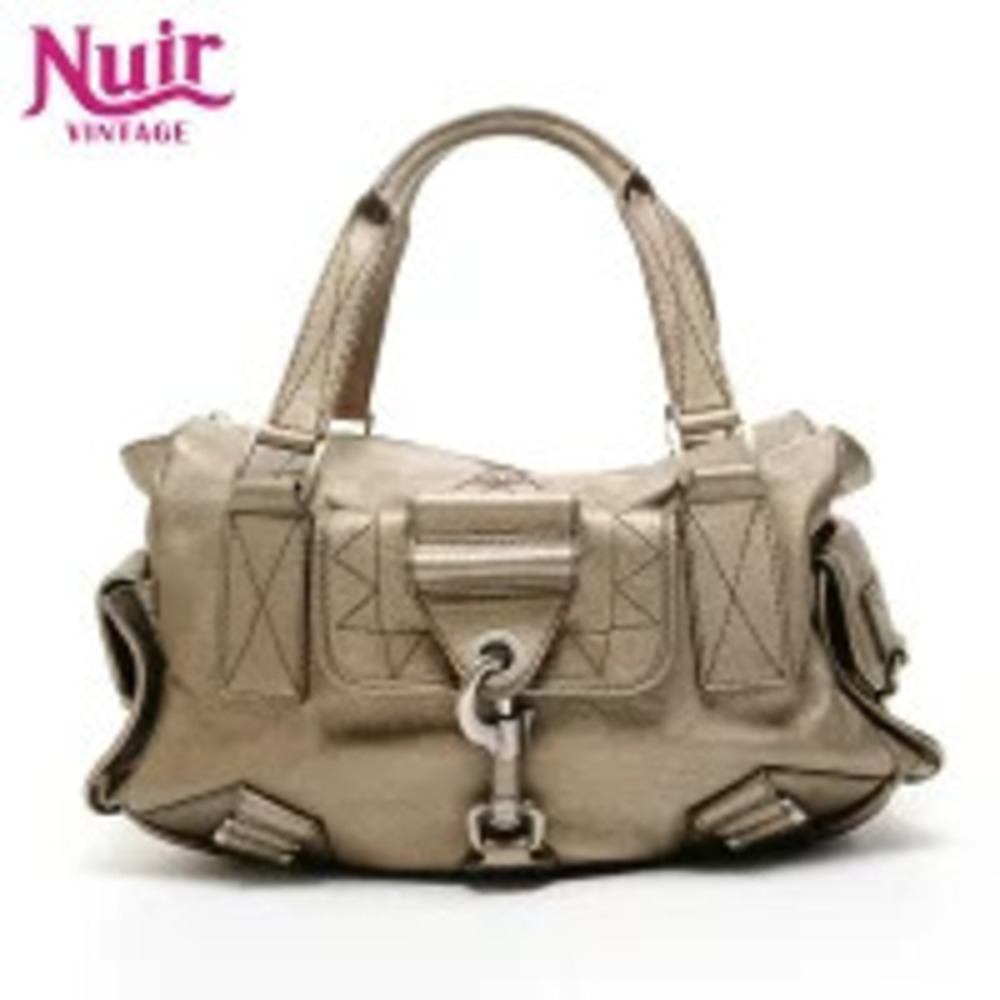 Christian Dior Leather Metallic Bronze Tan Street Boston Bag Shoulder Brown - Picture 1 of 13